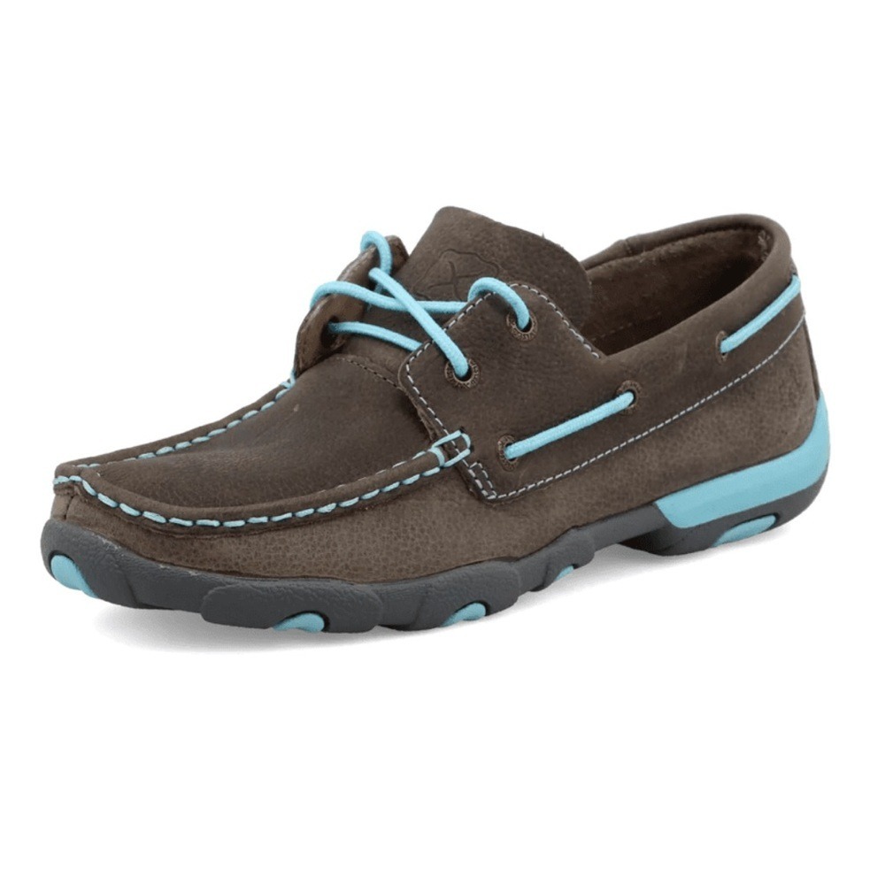 Twisted X Women's Grey and Light Blue Short Driving Moc Boat Shoe Sz 11 Western